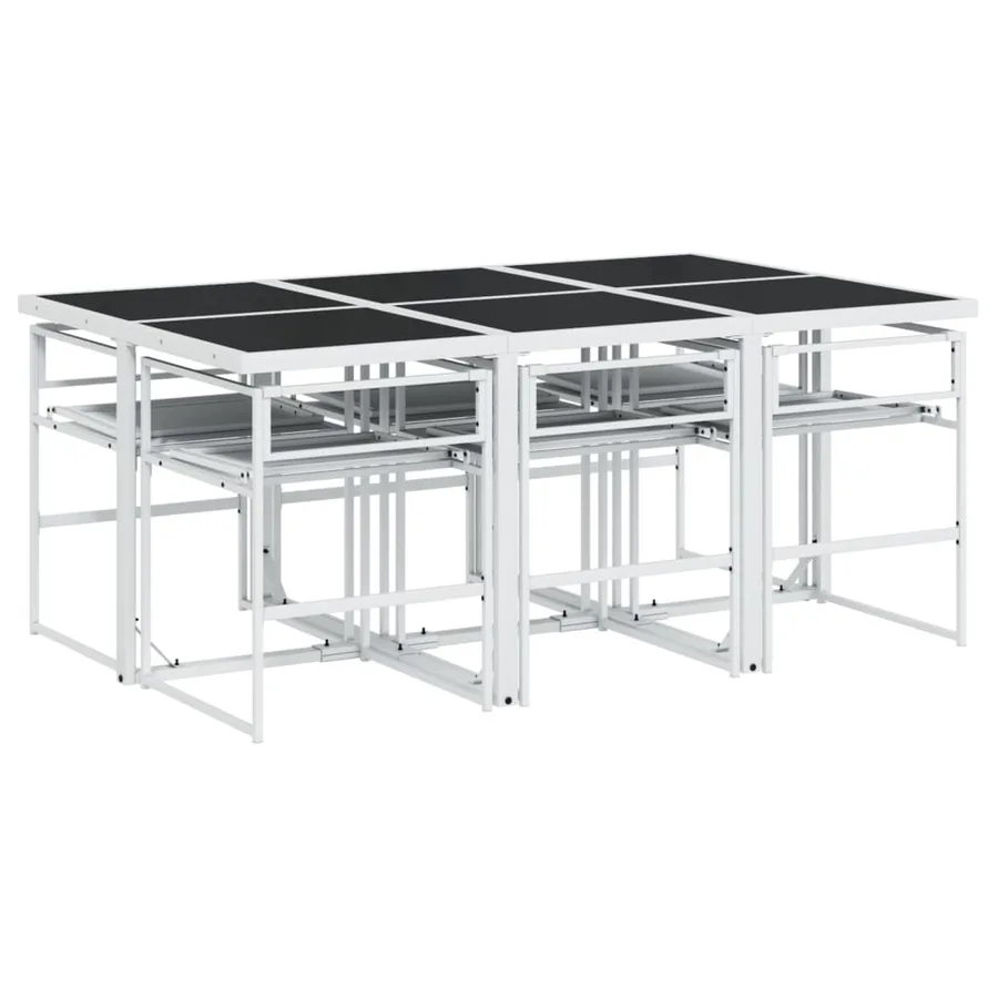 Ensemble à manger de jardin avec coussins 7 pcs blanc textilène - 5