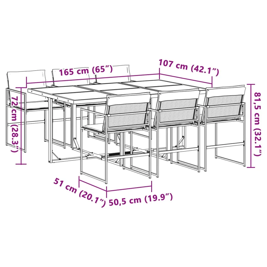 Ensemble à manger de jardin avec coussins 7 pcs blanc textilène - 9