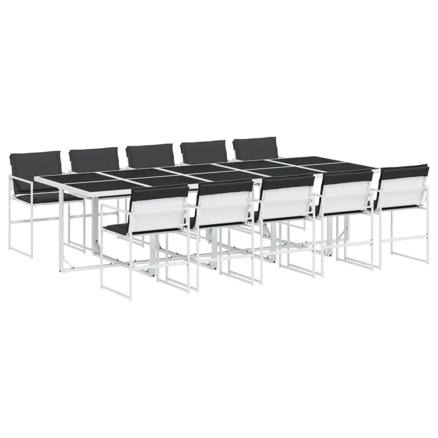 Ensemble à manger de jardin avec coussins 11pcs blanc textilène - 2