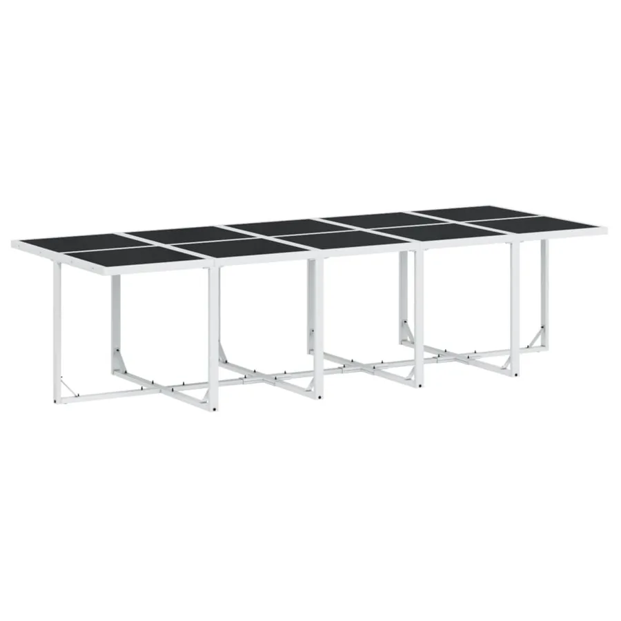 Ensemble à manger de jardin avec coussins 11pcs blanc textilène - 3