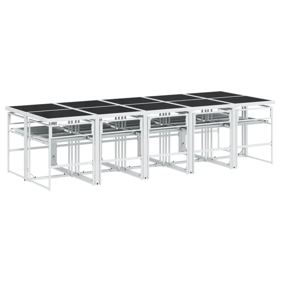 Ensemble à manger de jardin avec coussins 11pcs blanc textilène - 5
