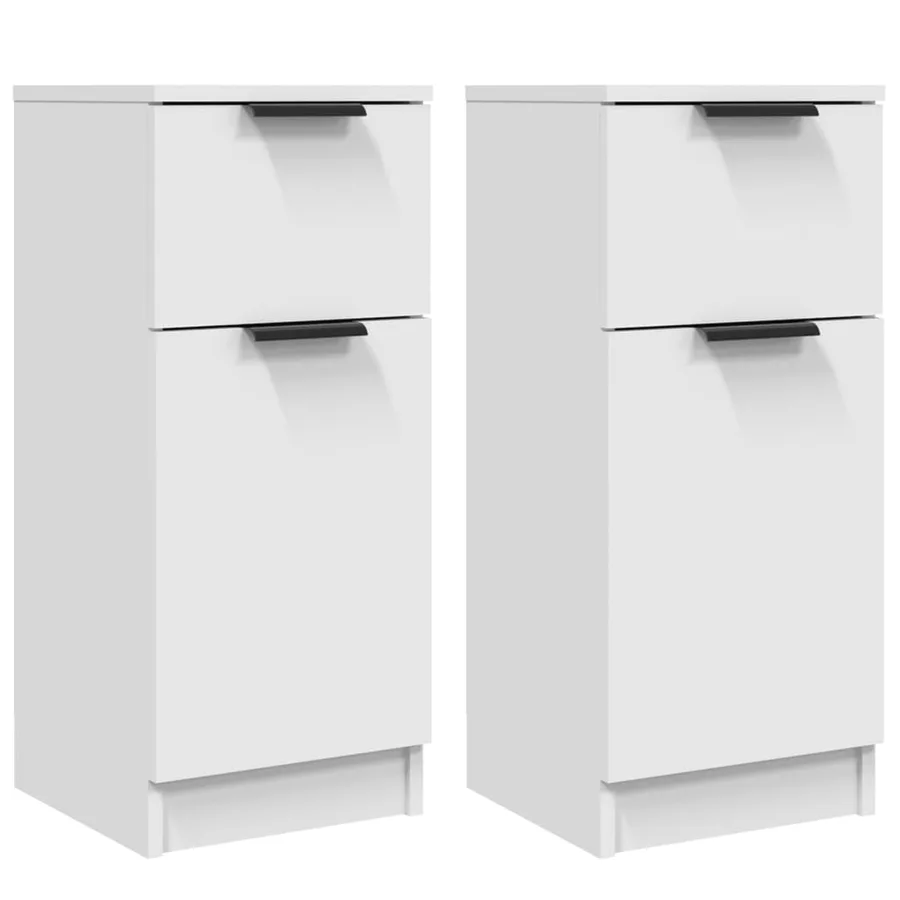 Buffets 2 pcs blanc 30x30x70 cm bois d'ingénierie - 2
