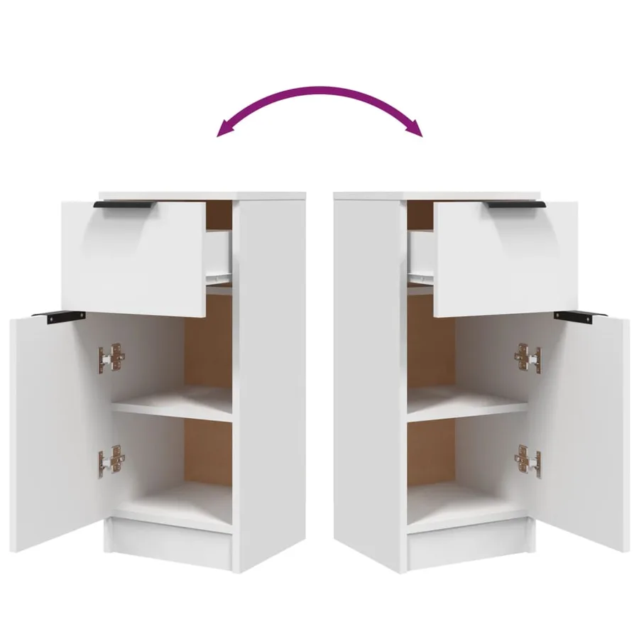Buffets 2 pcs blanc 30x30x70 cm bois d'ingénierie - 8