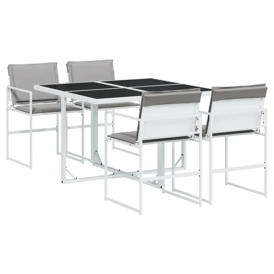 Ensemble à manger de jardin avec coussins 5 pcs blanc textilène - 2