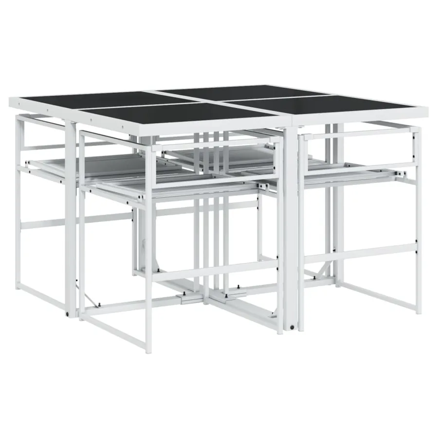 Ensemble à manger de jardin avec coussins 5 pcs blanc textilène - 5