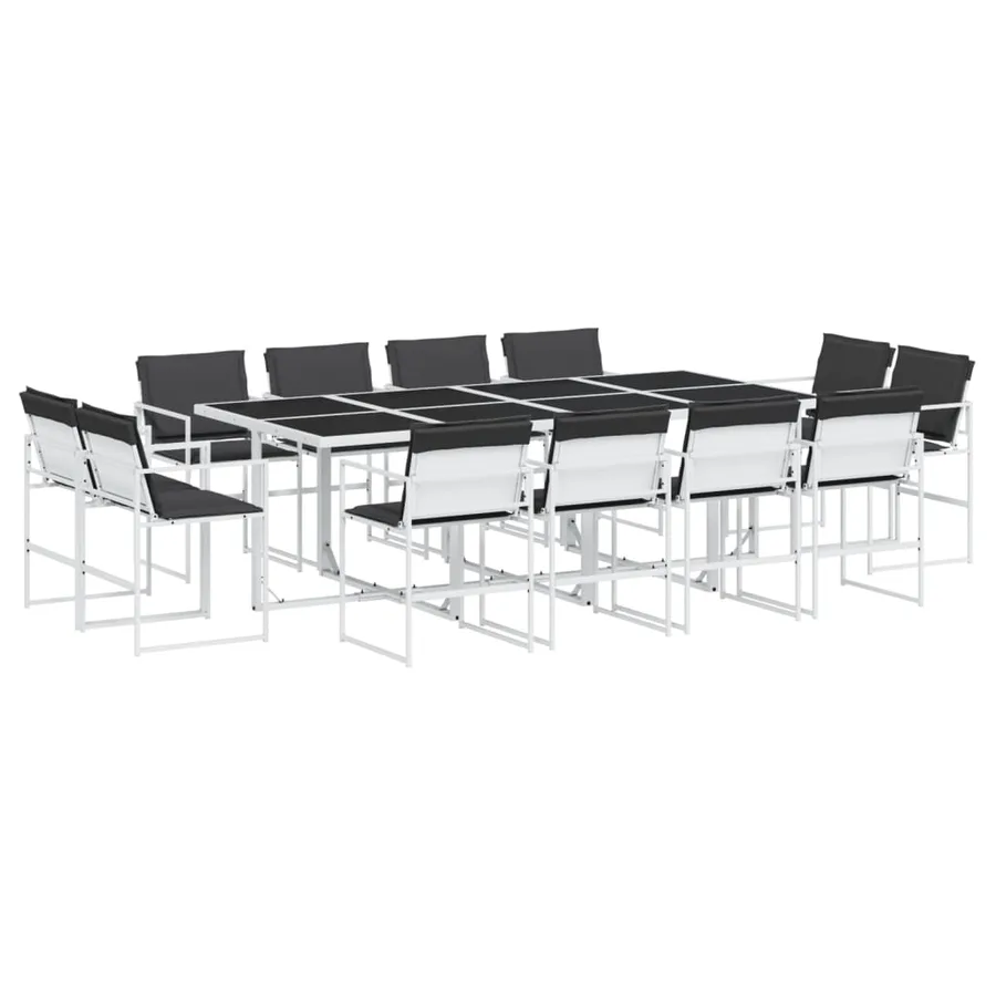Ensemble à manger de jardin avec coussins 13pcs blanc textilène - 2