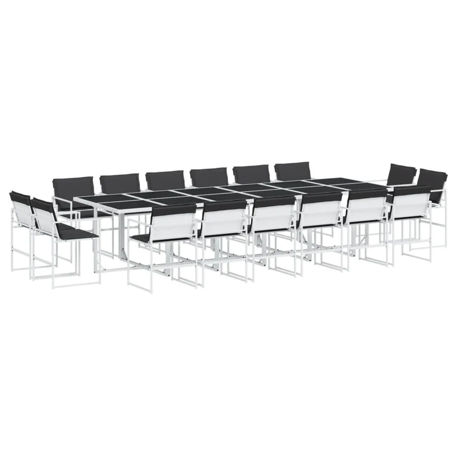 Ensemble à manger de jardin avec coussins 17pcs blanc textilène - 2