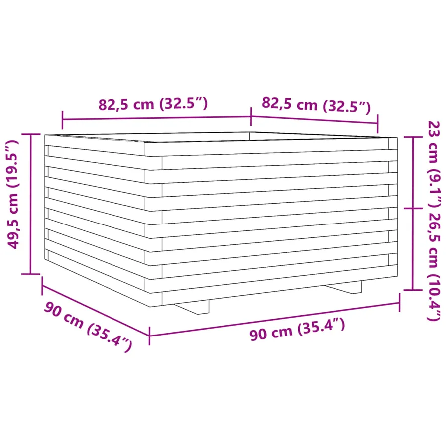 Jardinière 90x90x49,5 cm bois massif de douglas - 10
