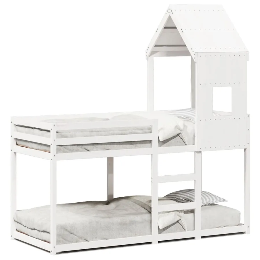 Lit superposé sans matelas blanc 80x200 cm bois de pin massif - 2