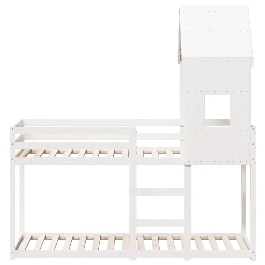Lit superposé sans matelas blanc 80x200 cm bois de pin massif - 4