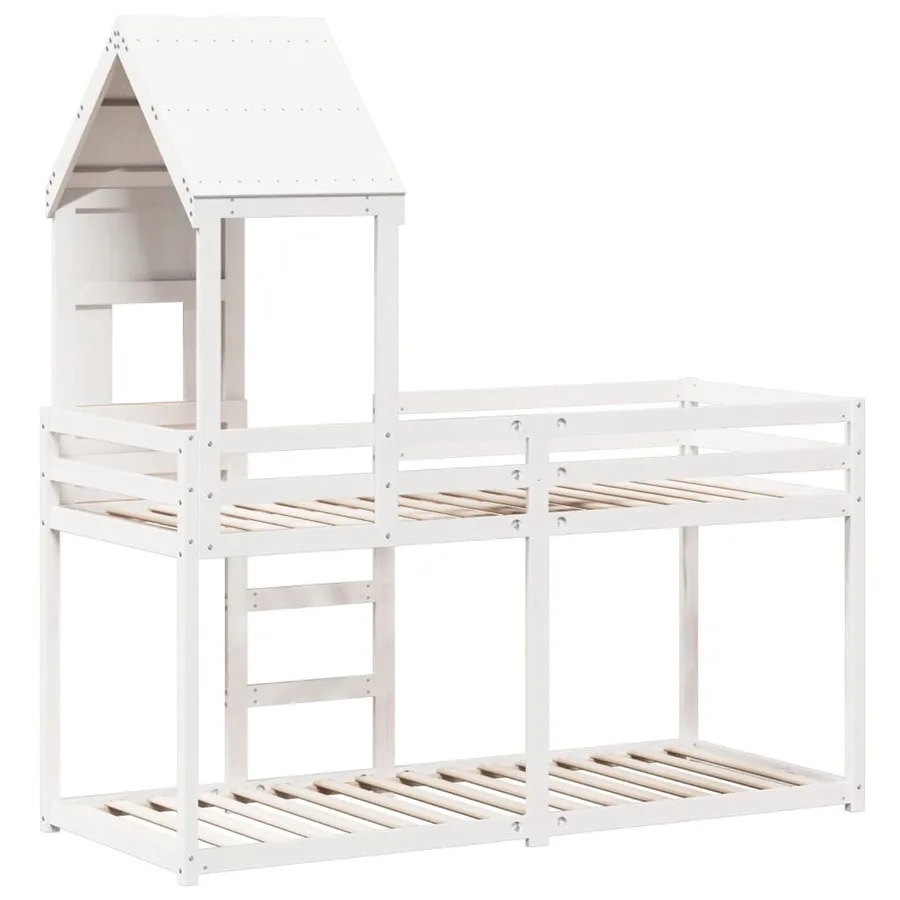 Lit superposé sans matelas blanc 80x200 cm bois de pin massif - 6