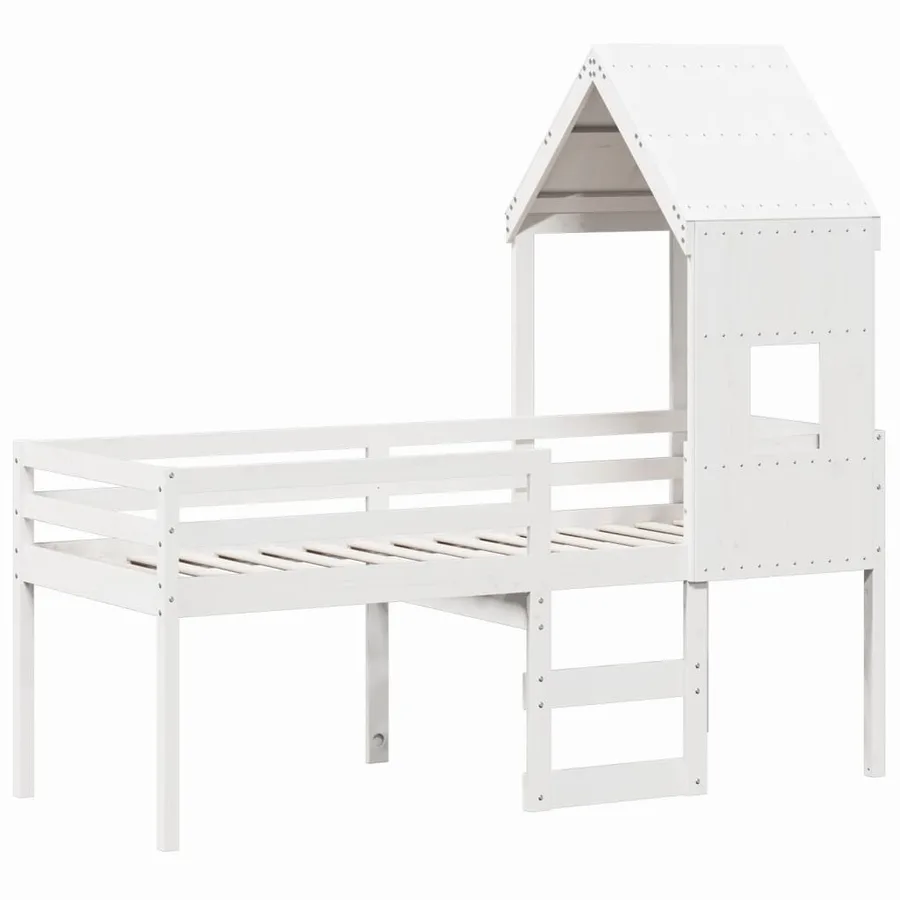 Lit haut sans matelas blanc 80x200 cm bois de pin massif - 3