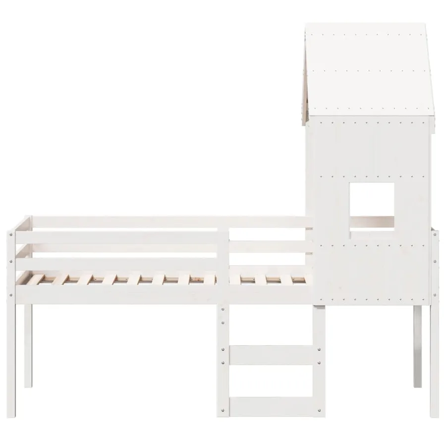 Lit haut sans matelas blanc 80x200 cm bois de pin massif - 4