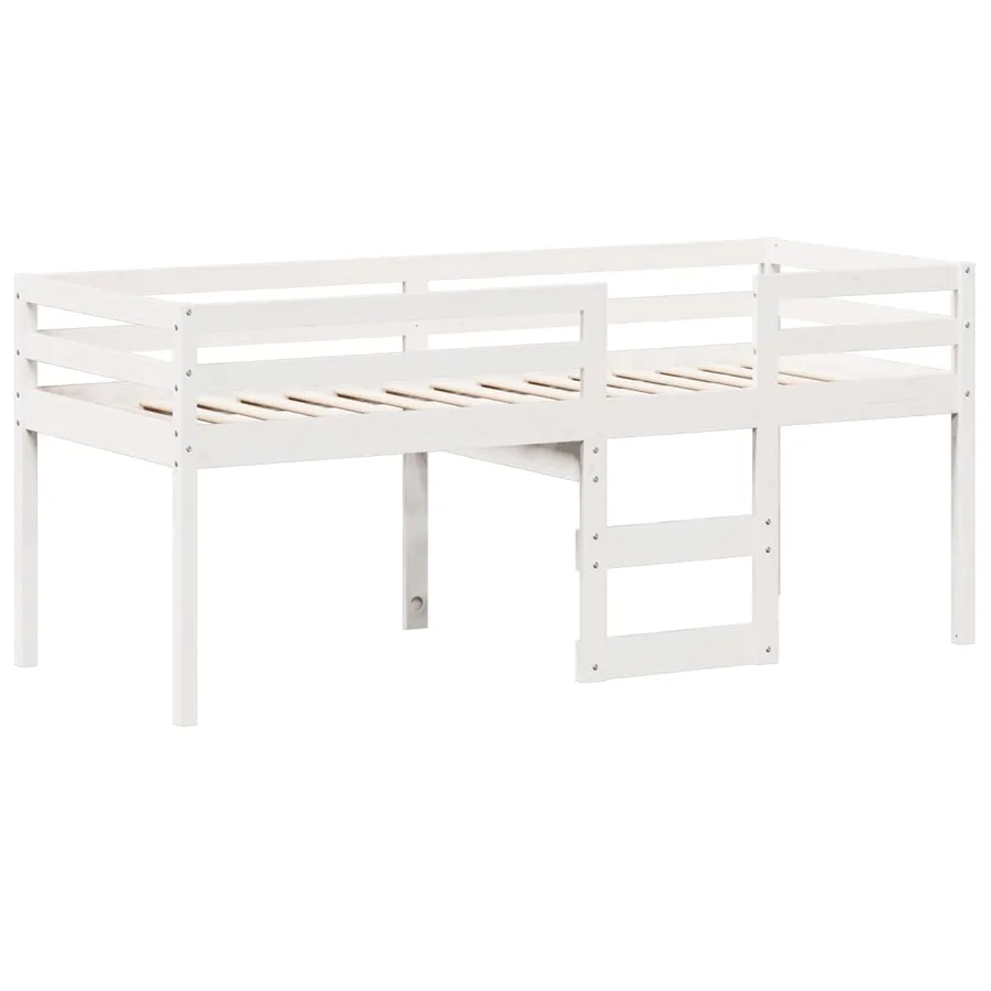 Lit haut sans matelas blanc 80x200 cm bois de pin massif - 5