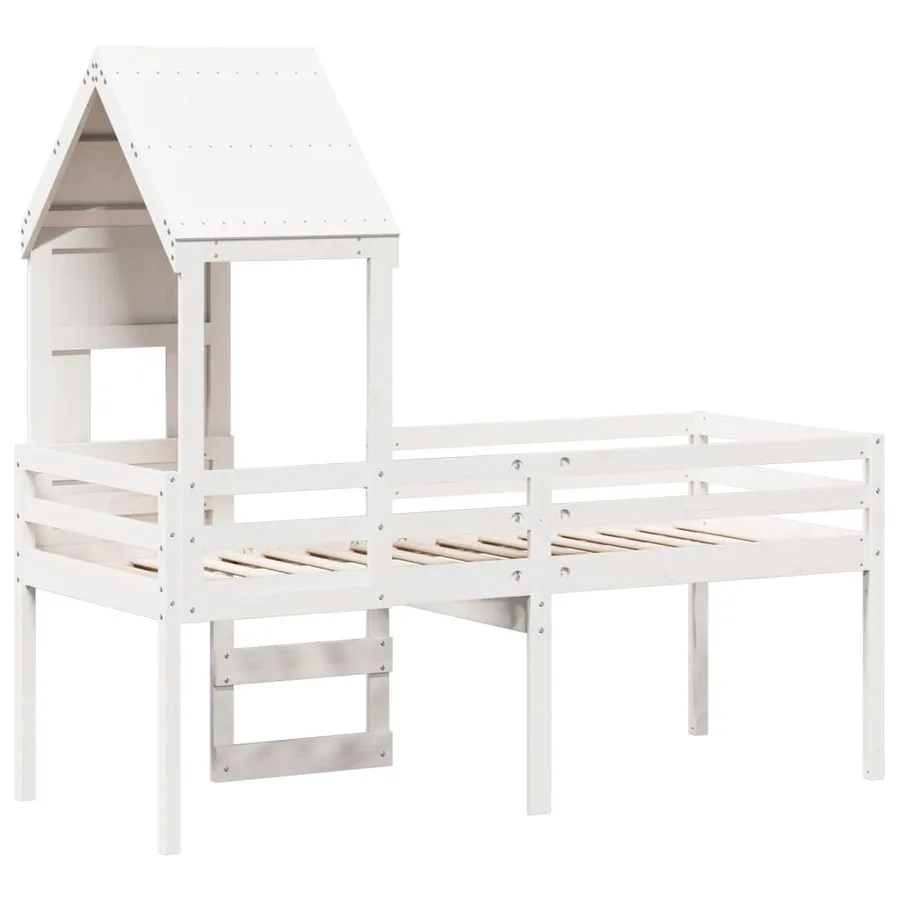 Lit haut sans matelas blanc 80x200 cm bois de pin massif - 8