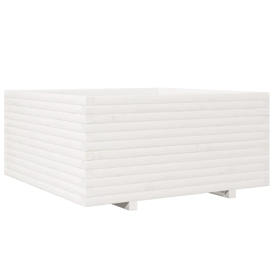 Jardinière blanc 100x100x49,5 cm bois de pin massif - 2