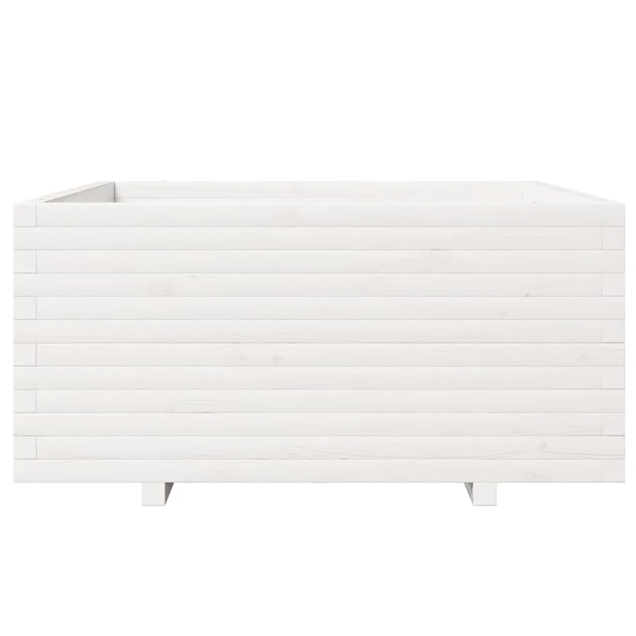 Jardinière blanc 100x100x49,5 cm bois de pin massif - 5