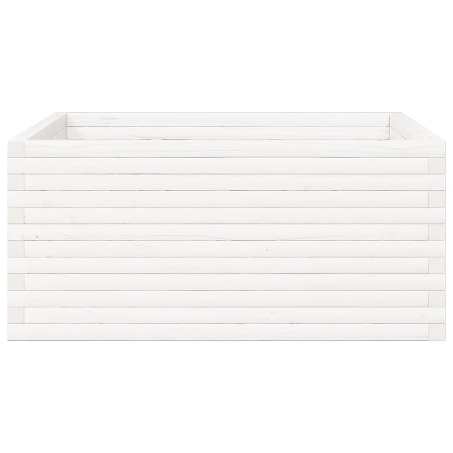 Jardinière blanc 100x100x46 cm bois de pin massif - 6
