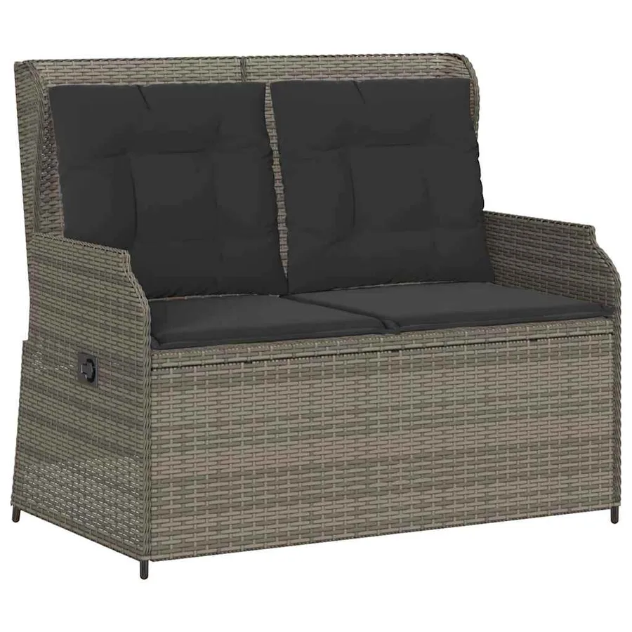 Banc inclinable de jardin avec coussins gris résine tressée - 2