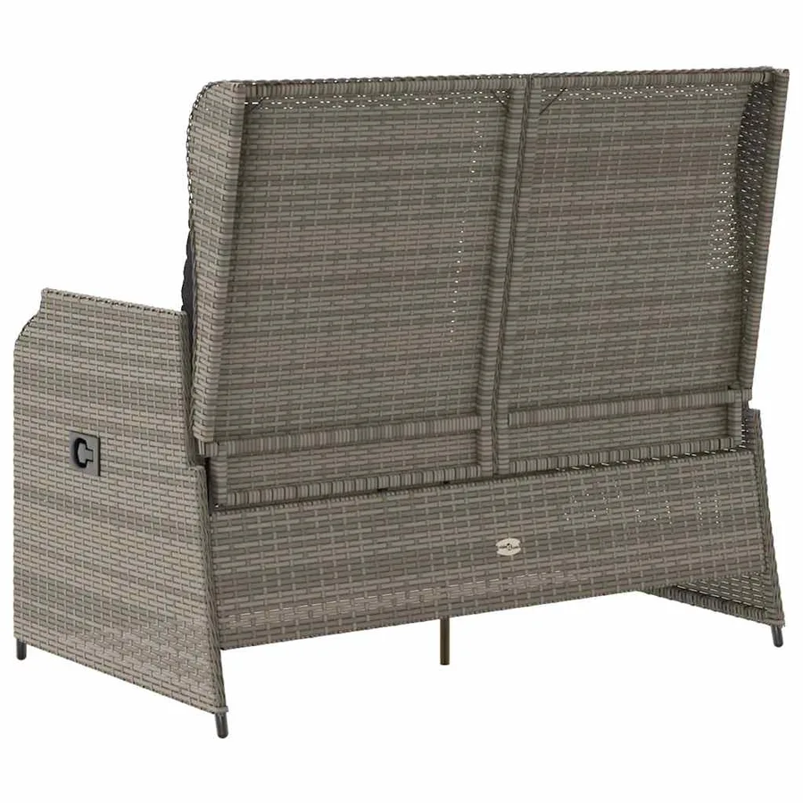 Banc inclinable de jardin avec coussins gris résine tressée - 6