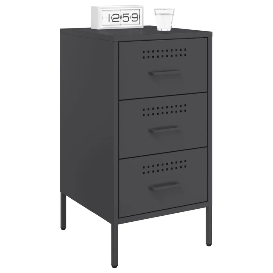 Tables de chevet 2 pcs noir 36x39x68 cm acier - 3