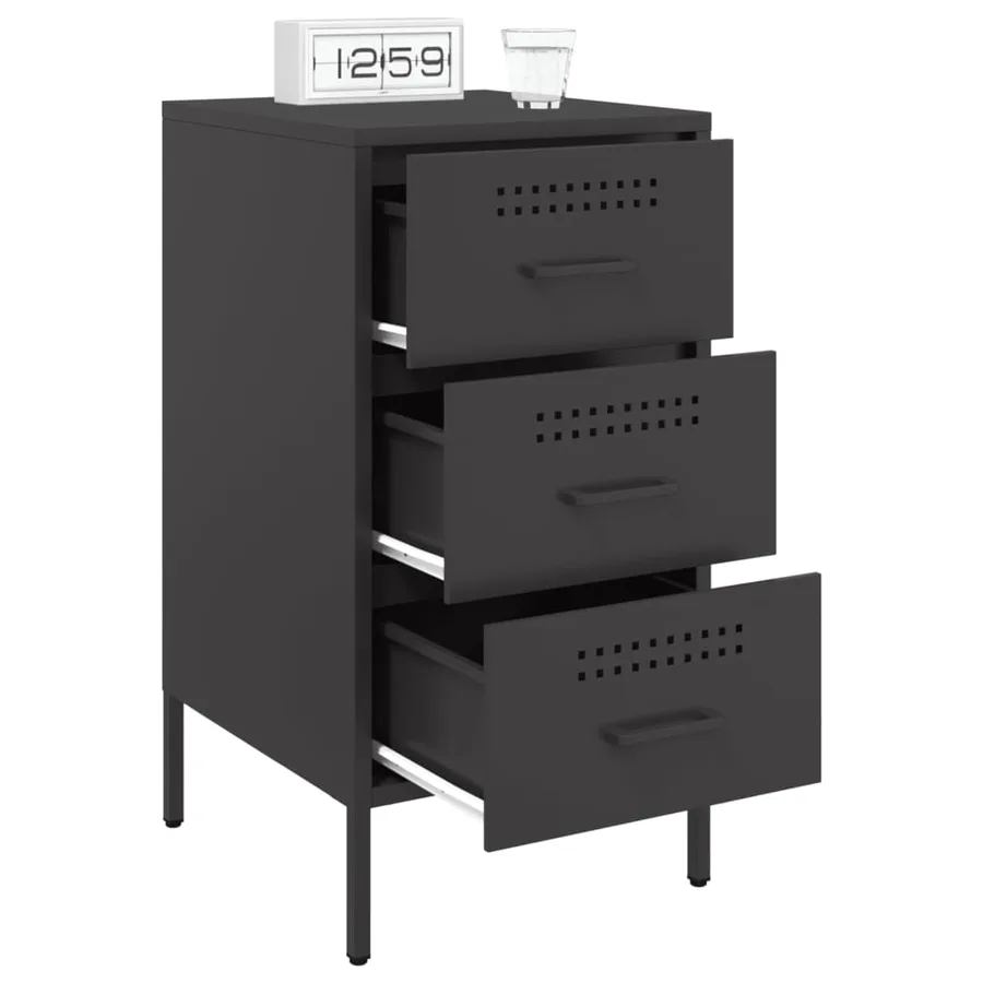 Tables de chevet 2 pcs noir 36x39x68 cm acier - 4