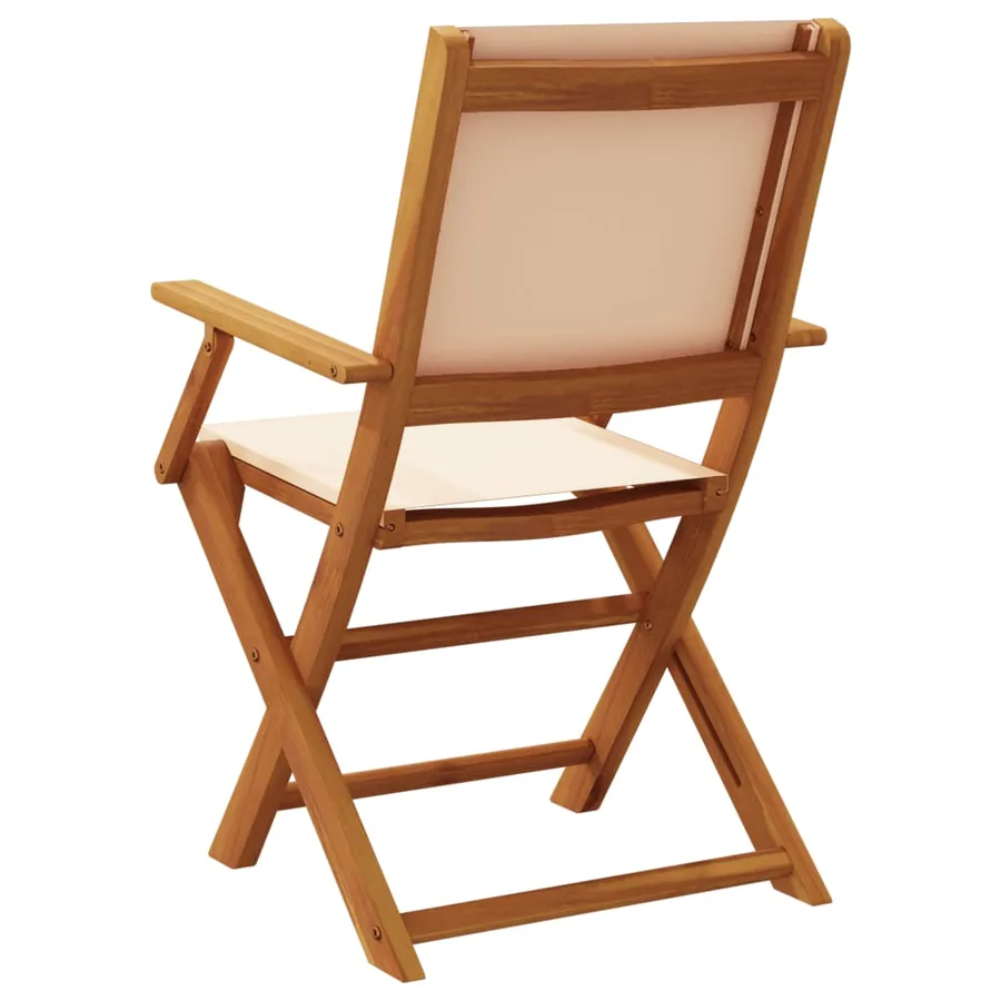 Chaises de jardin pliantes lot de 6 beige tissu et bois massif - 6