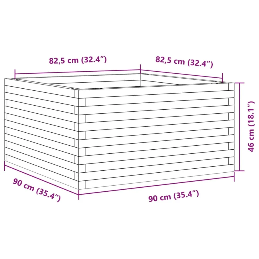 Jardinière cire marron 90x90x46 cm bois de pin massif - 10