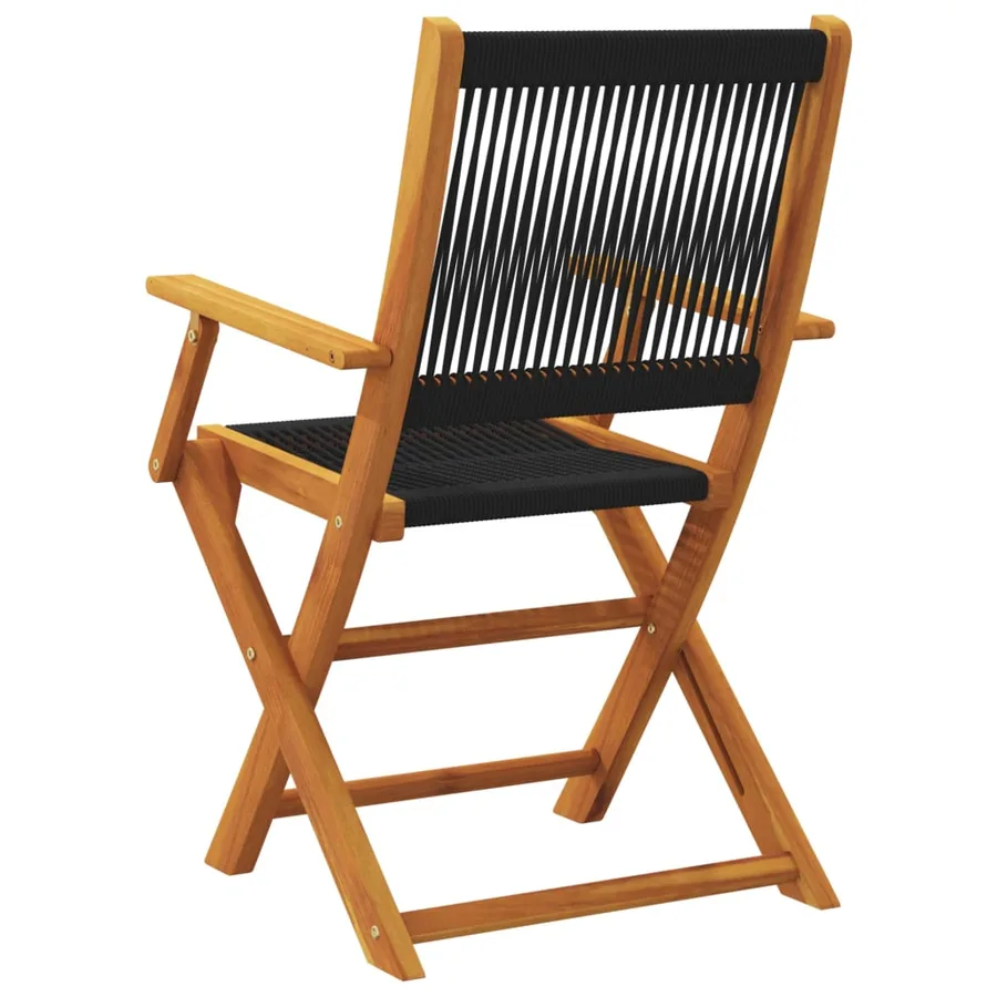 Chaises de jardin pliantes lot de 8 noir bois d'acacia massif - 6