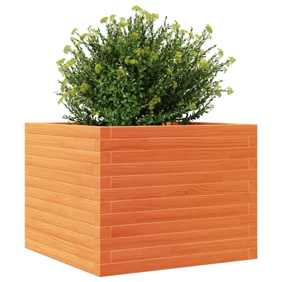 Jardinière cire marron 60x60x46 cm bois de pin massif - 4