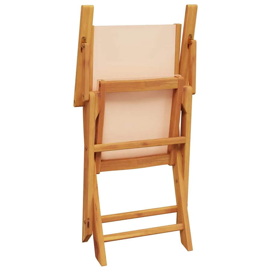 Ensemble de bistro 3 pcs beige tissu et bois massif - 8