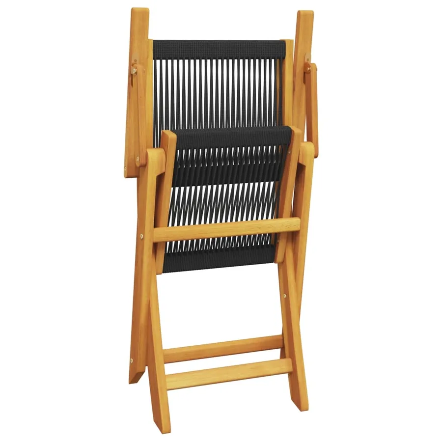 Ensemble à Manger de jardin 7pcs noir polypropylène bois massif - 7