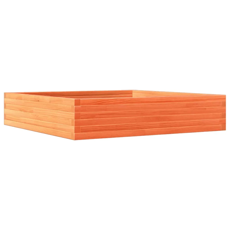 Jardinière cire marron 110x110x23 cm bois de pin massif - 7
