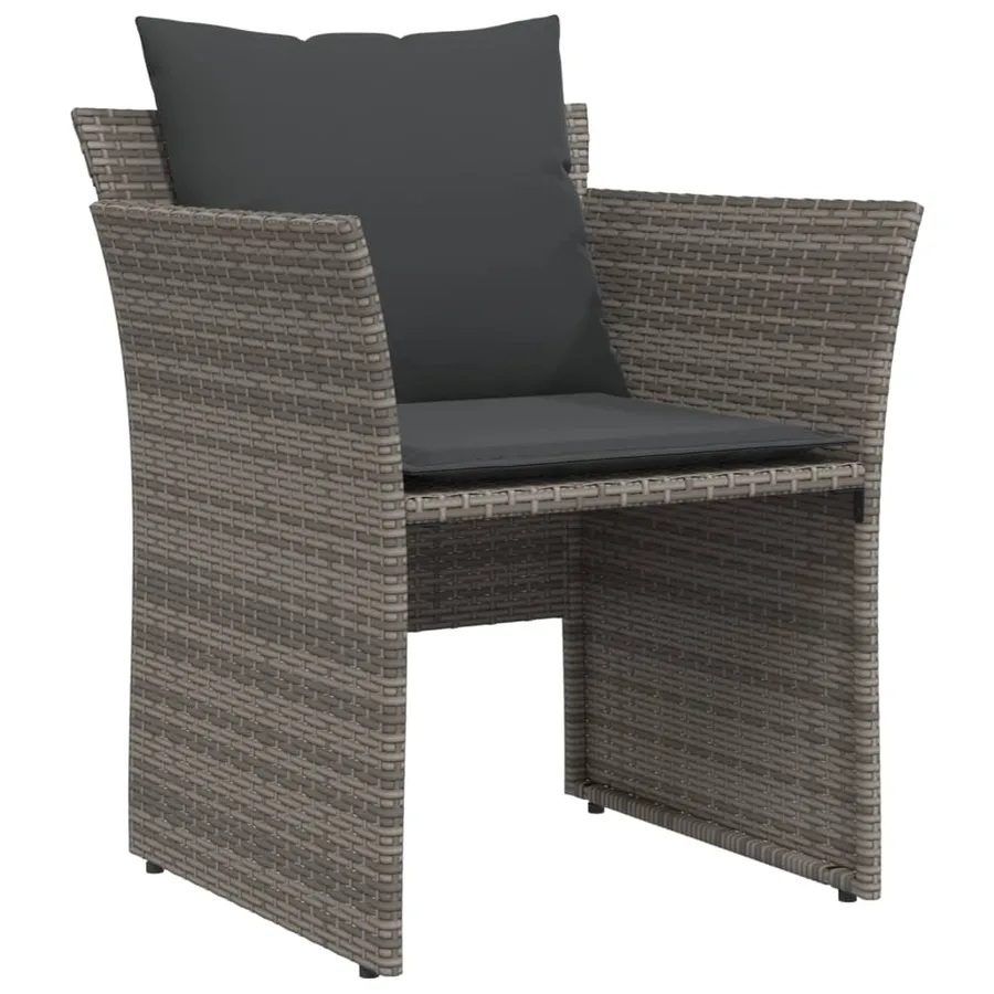 Chaise de jardin avec tabouret gris résine tressée - 4