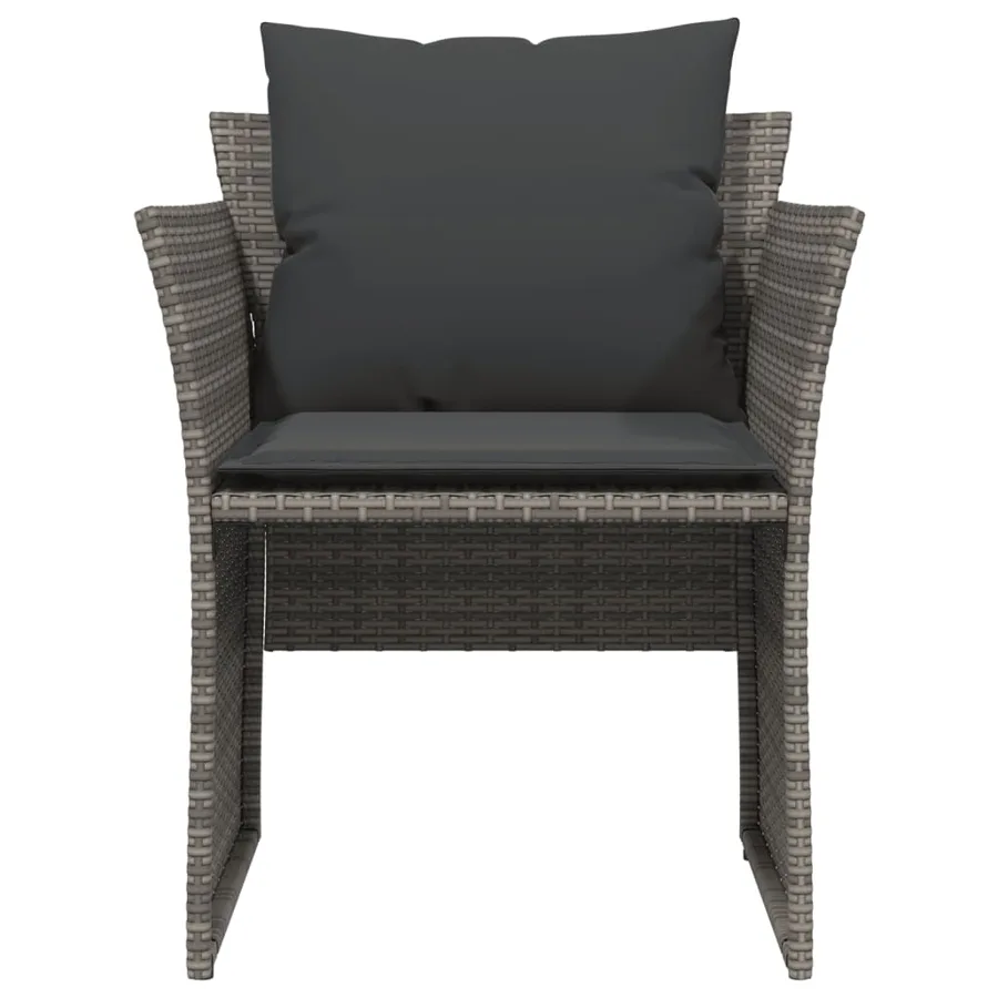 Chaise de jardin avec tabouret gris résine tressée - 5