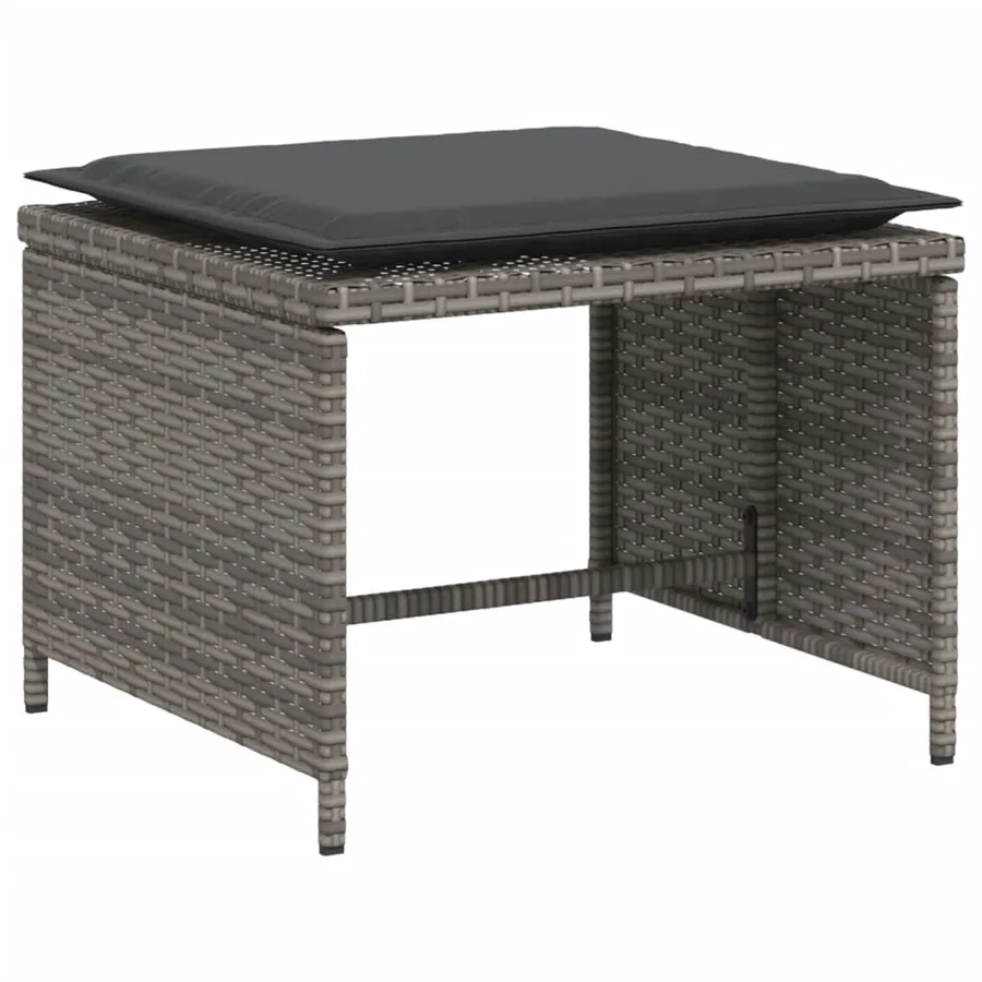 Chaise de jardin avec tabouret gris résine tressée - 6