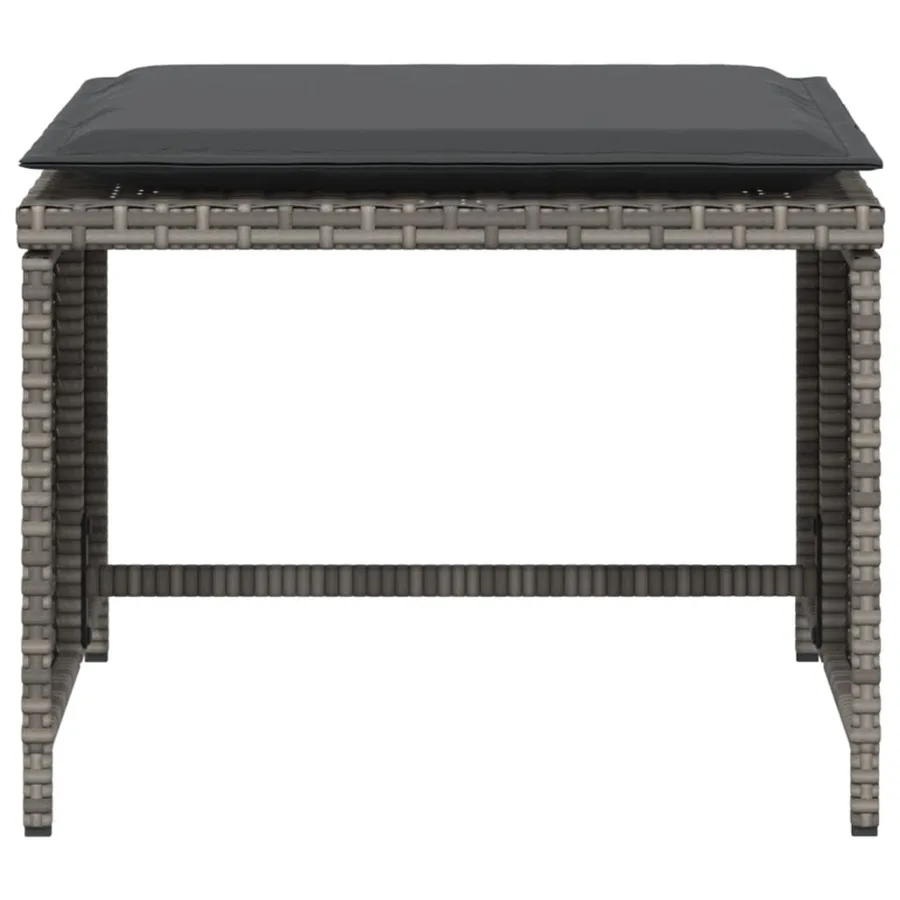 Chaise de jardin avec tabouret gris résine tressée - 7