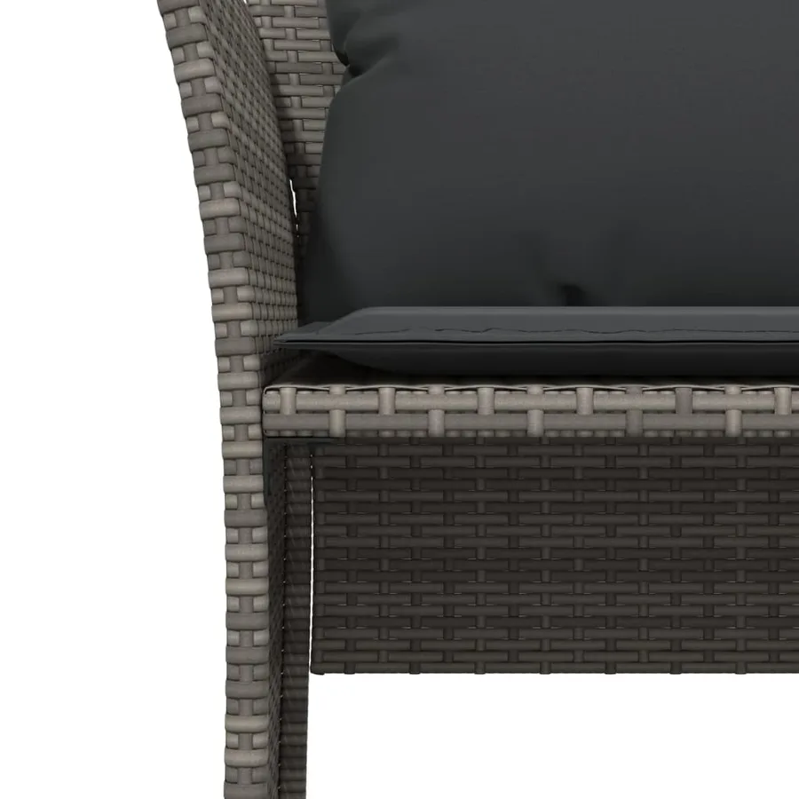 Chaise de jardin avec tabouret gris résine tressée - 9