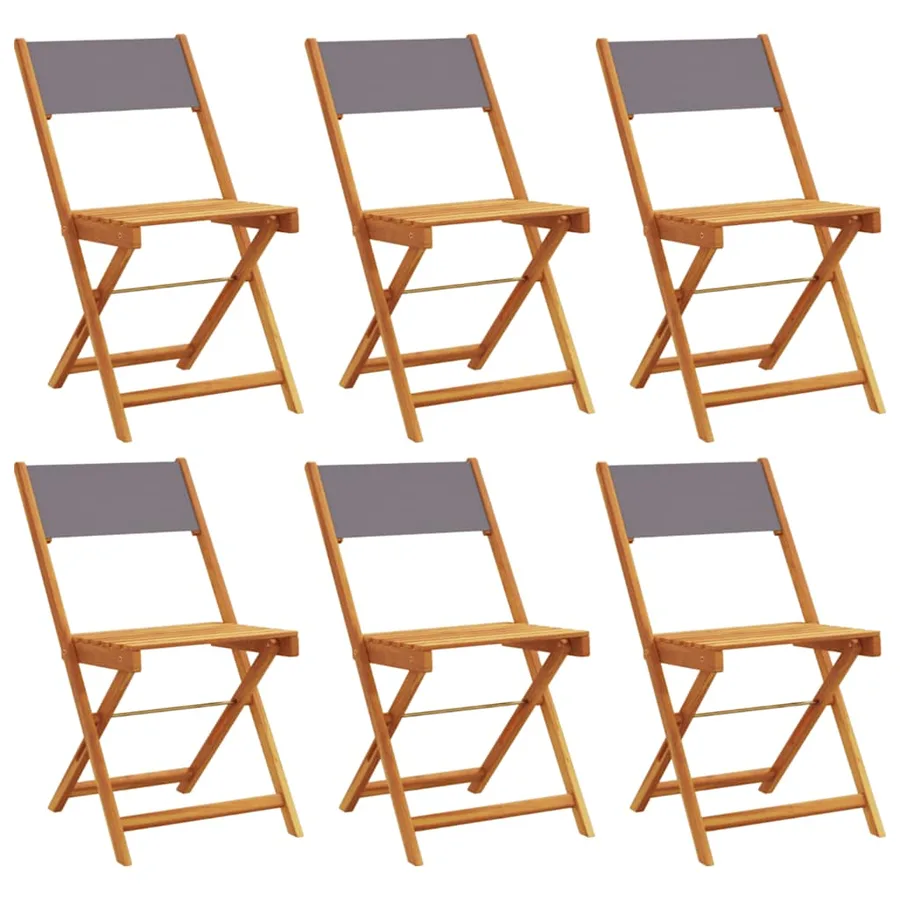 Chaises de jardin pliantes lot de 6 tissu et bois massif - 2