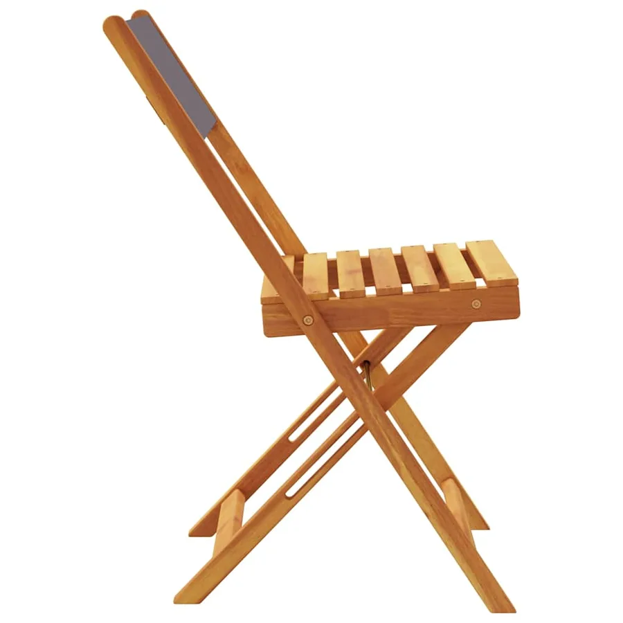 Chaises de jardin pliantes lot de 6 tissu et bois massif - 5