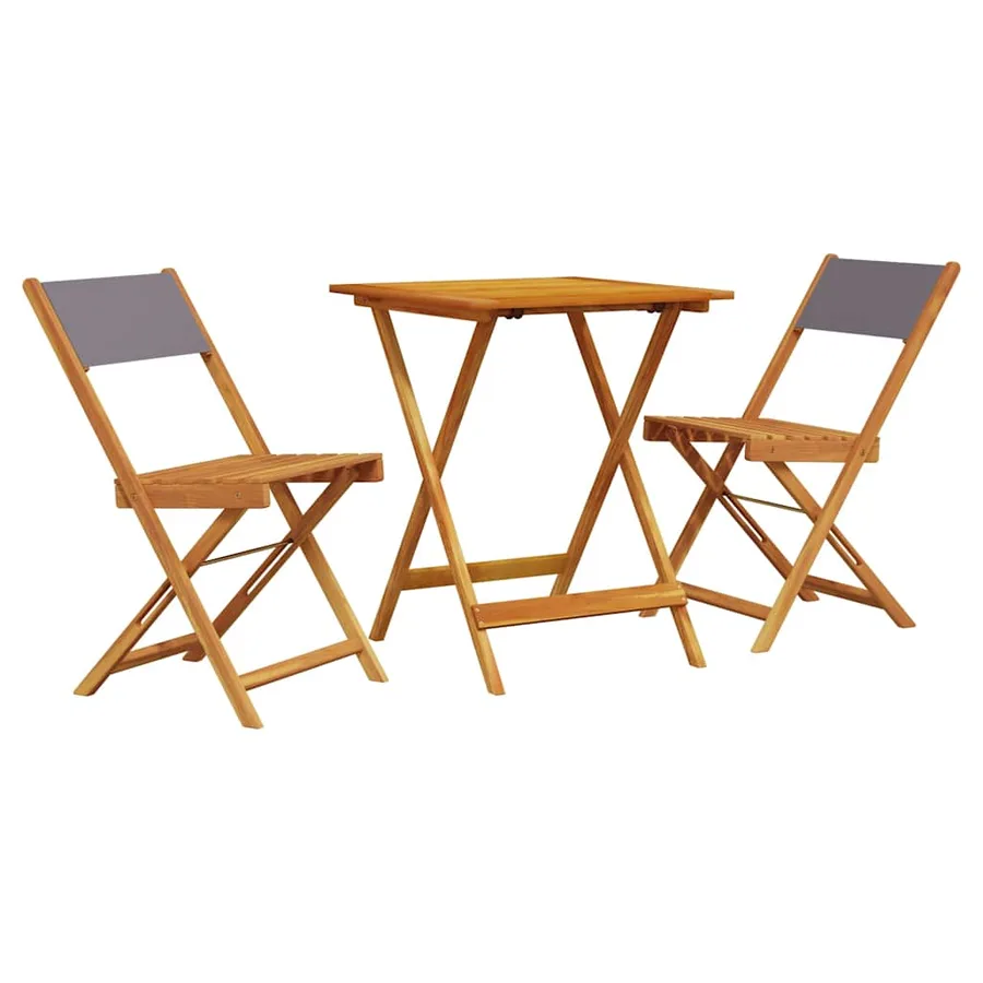 Ensemble de bistro 3 pcs anthracite tissu et bois massif - 2
