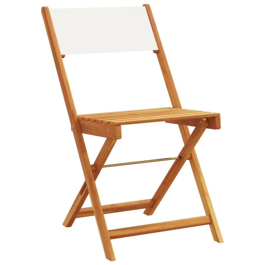Ensemble de bistro 3 pcs blanc crème tissu et bois massif - 3