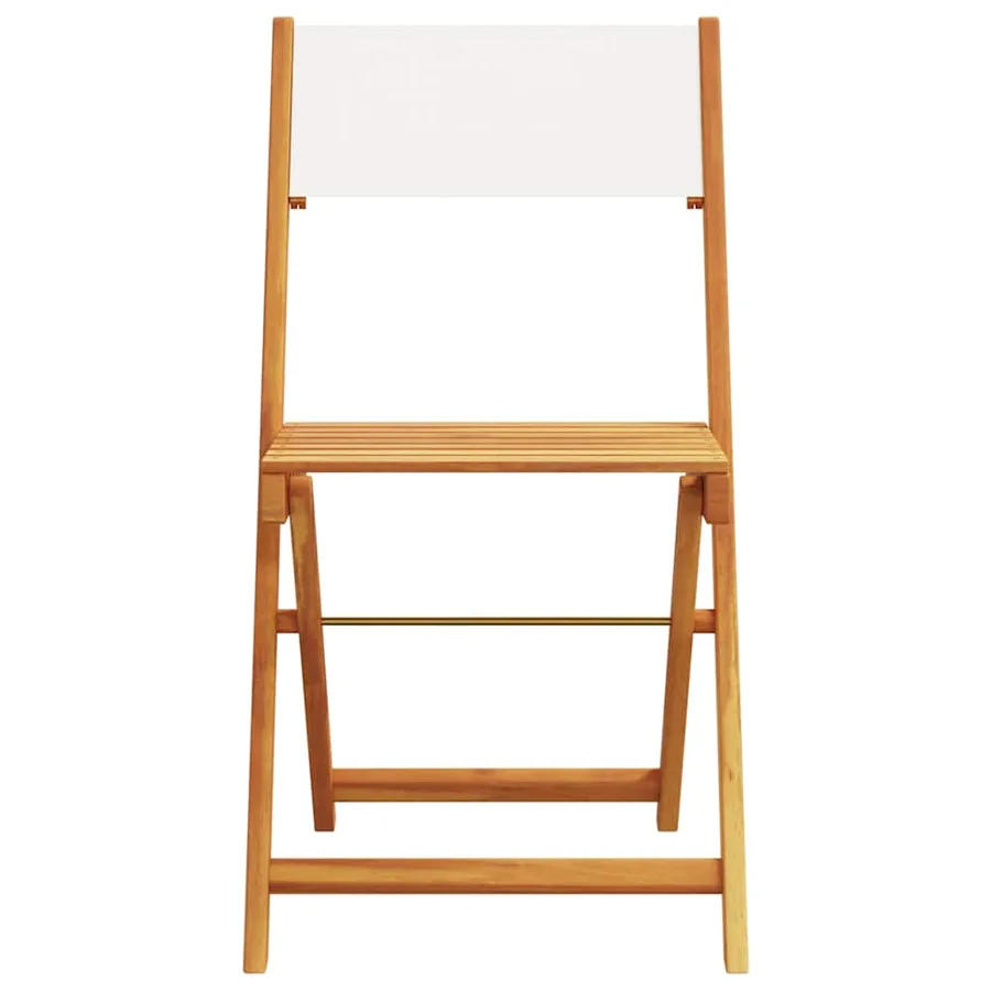 Ensemble de bistro 3 pcs blanc crème tissu et bois massif - 4