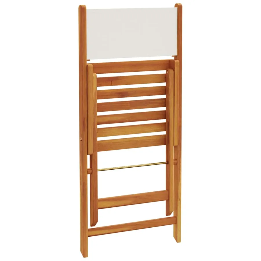 Ensemble de bistro 3 pcs blanc crème tissu et bois massif - 7