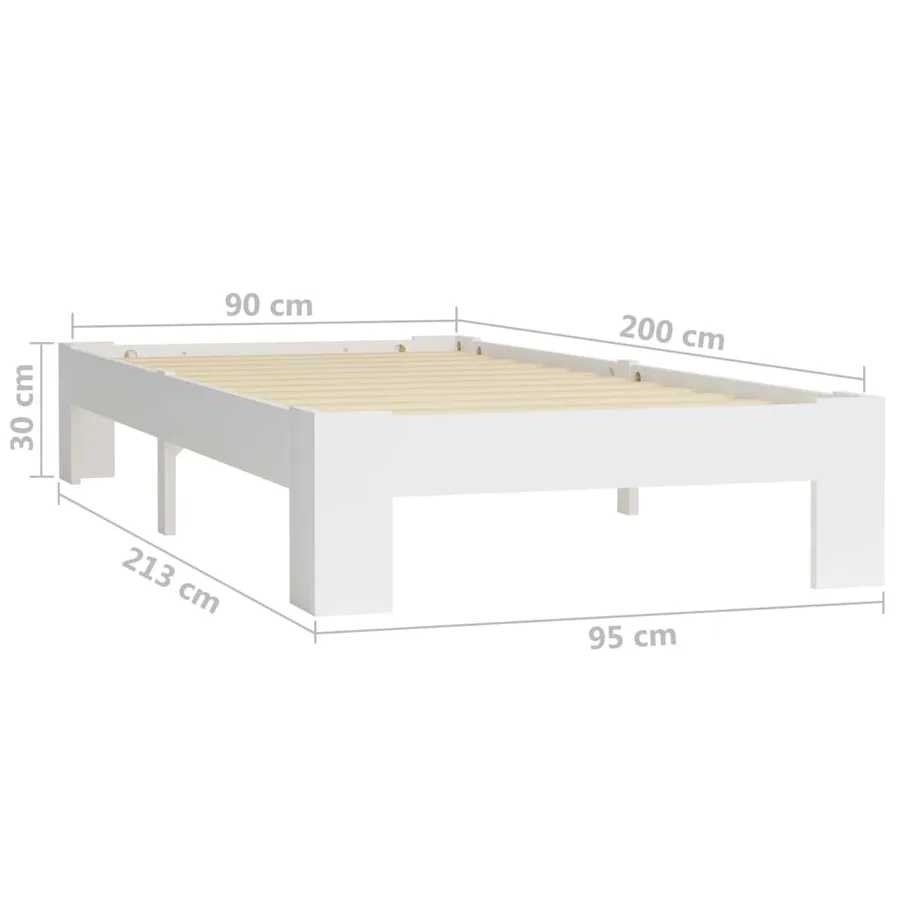 Cadre de lit sans matelas blanc bois de pin massif 90x200 cm - 6