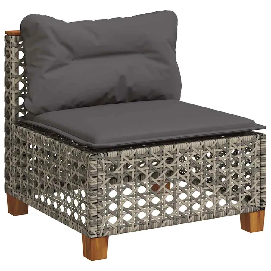 Salon de jardin 8 pcs avec coussins gris résine tressée - 4
