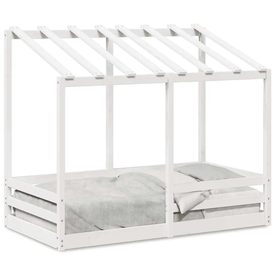 Lit pour enfants sans matelas blanc 70x140cm bois de pin massif - 2