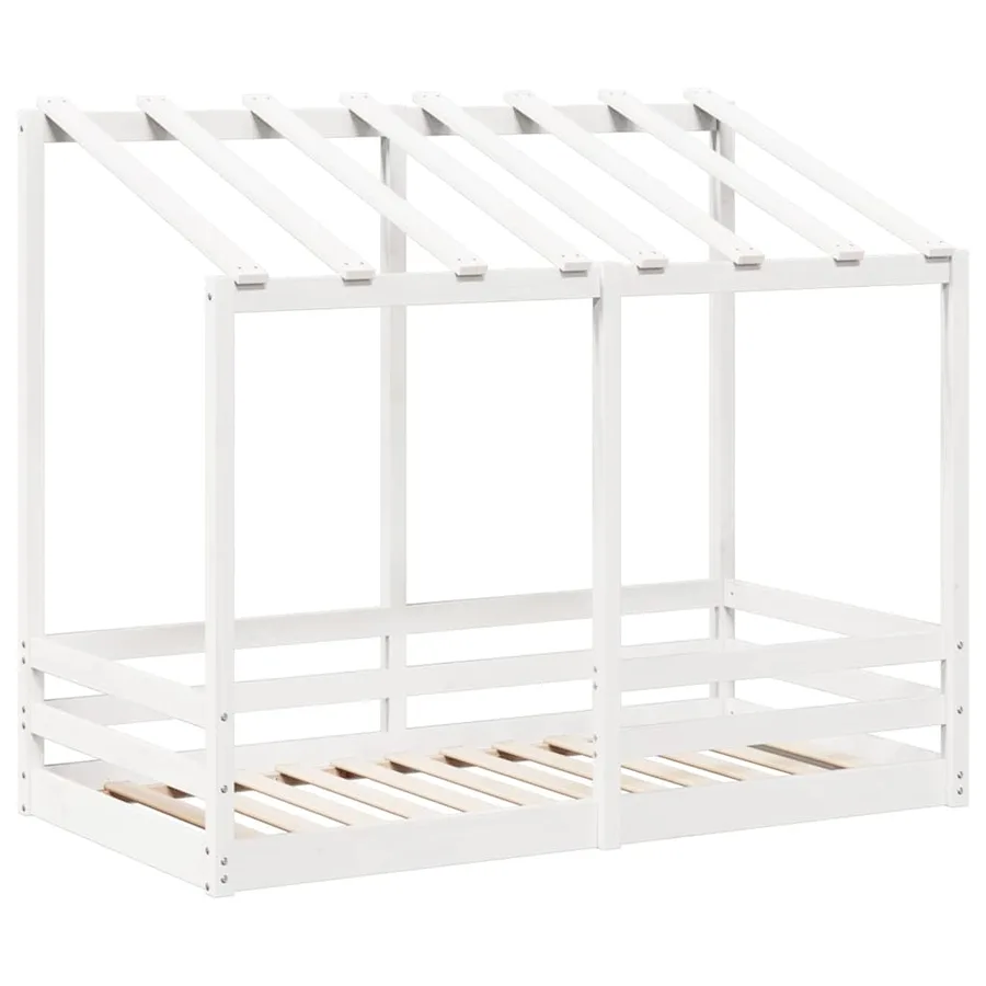 Lit pour enfants sans matelas blanc 70x140cm bois de pin massif - 3