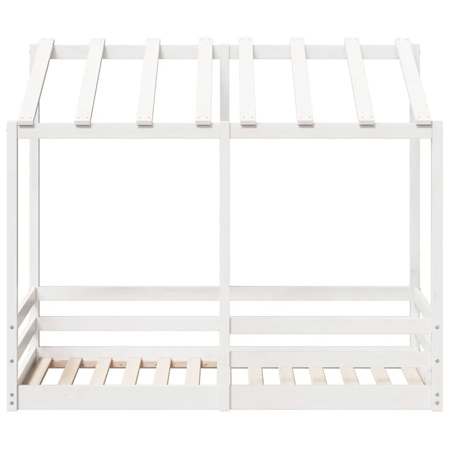 Lit pour enfants sans matelas blanc 70x140cm bois de pin massif - 4