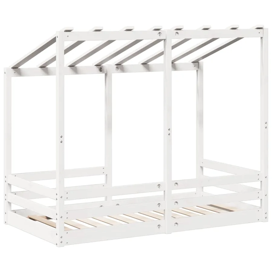 Lit pour enfants sans matelas blanc 70x140cm bois de pin massif - 6